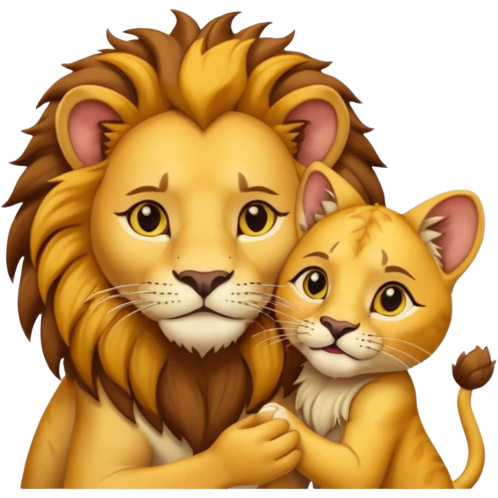 Animal Gato acariciando las orejas de un leon emoji