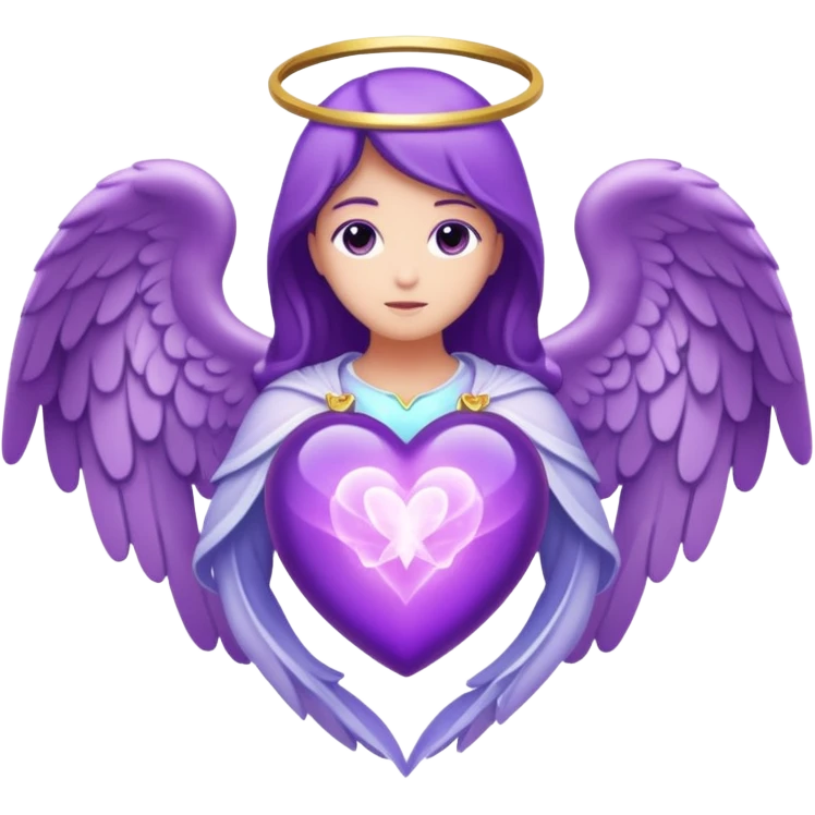 A Purple Heart surrounded by sacred Angels  emoji
