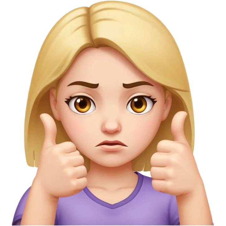 girl with a from on her face throwing her thumbs down  emoji