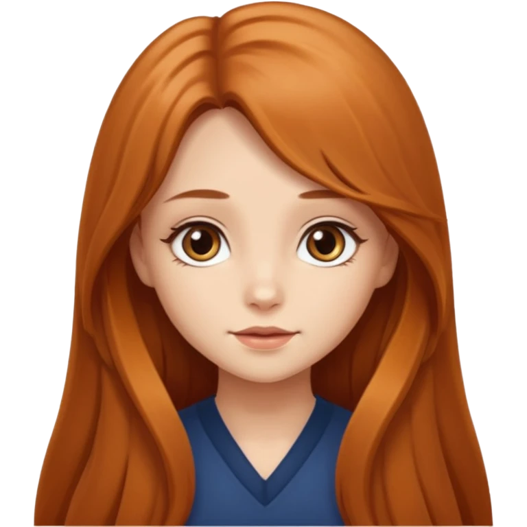 Cute girl with auburn very long hair caramel eye emoji