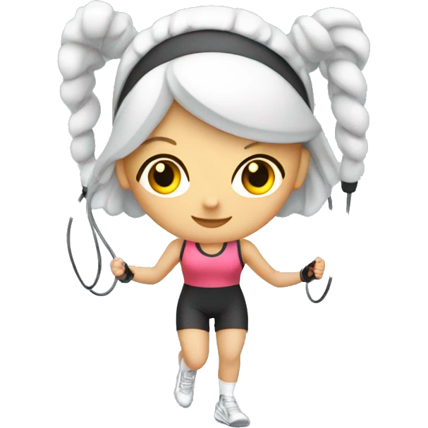 white gym girl with a skipping rope over her head emoji