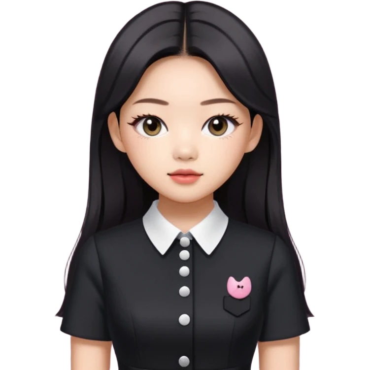 Jennie Kim from Blackpink, medium shot, wearing a stylish office dress emoji