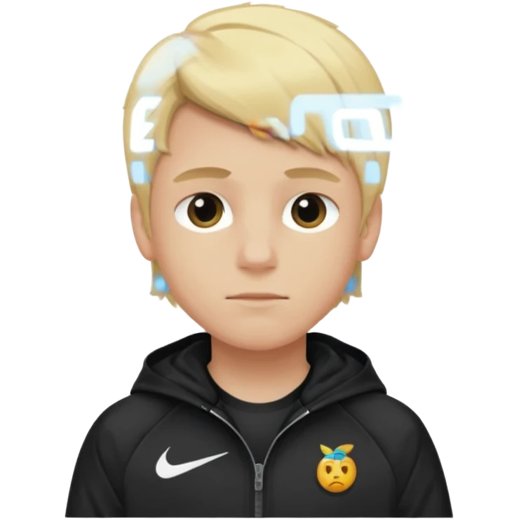A boy with blond hair wearing a Nike jacket emoji