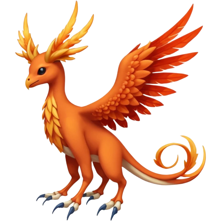 Skeletal feathery fiery winged horned Amaura-Aurorus-Pokémon-Fakémon-hybrid-fusion-creature, full body emoji