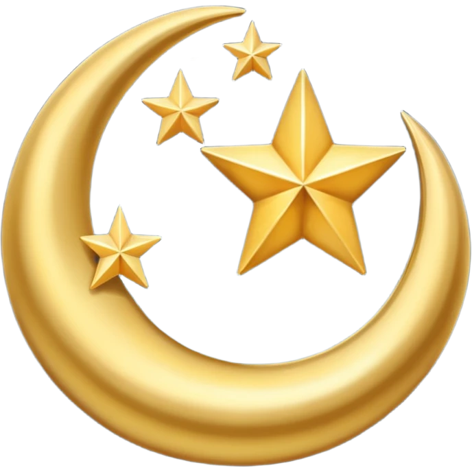 Star and Crescent emoji with black background and no face only star and crescent. emoji