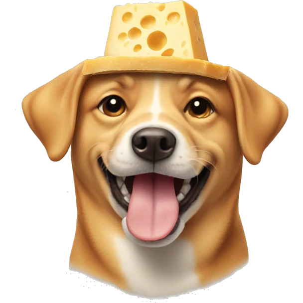 Happy dog with cheese hat emoji