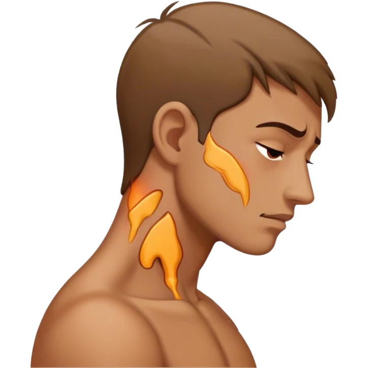 Man with neck turned sideways in pain emoji
