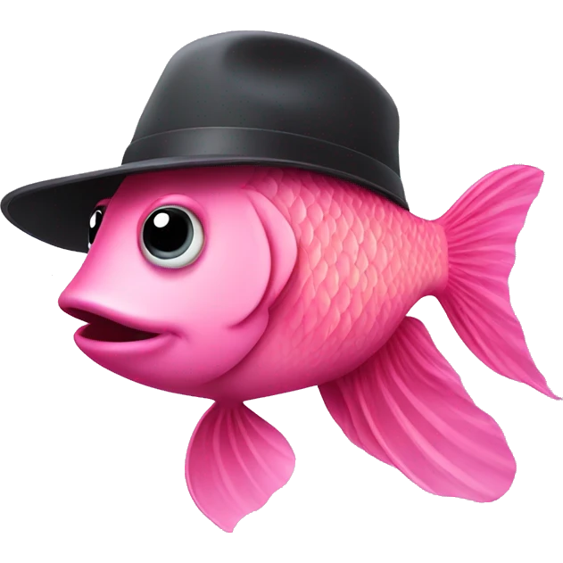 a pink fish with a hat emoji