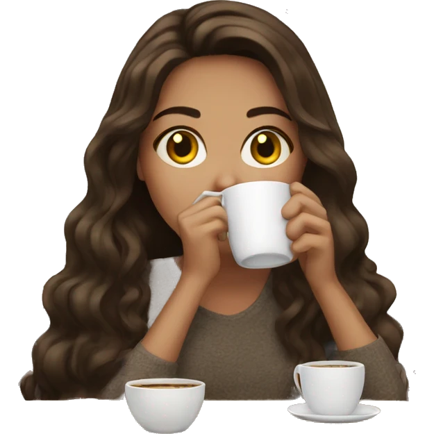 girl drinking coffe brunette emoji