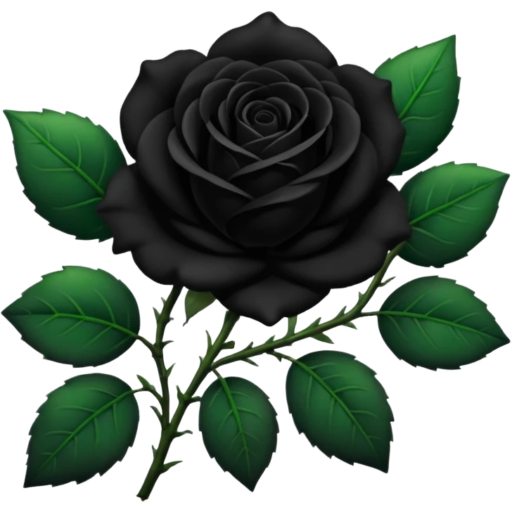 Rosa negra con hojas verdes emoji