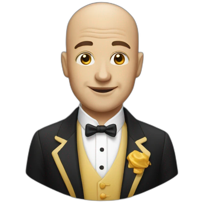 bald man wearing a dinner jacket emoji