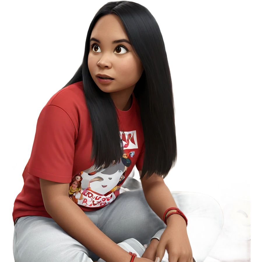 girl sitting in red shirt emoji