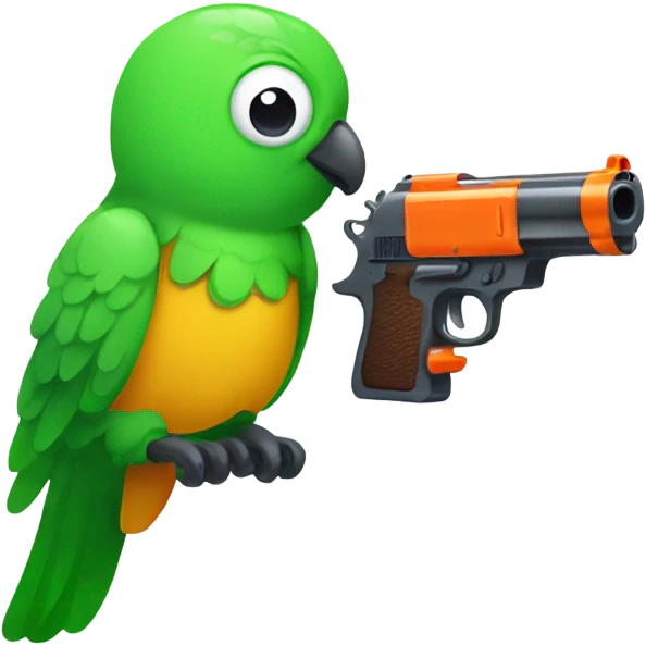 Duolingo bird with waterpistol emoji
