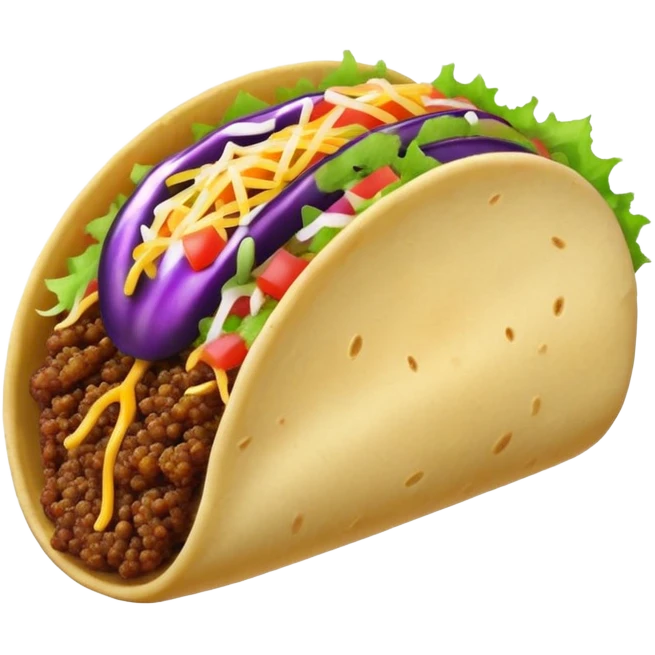 A taco eating a eggplant  emoji