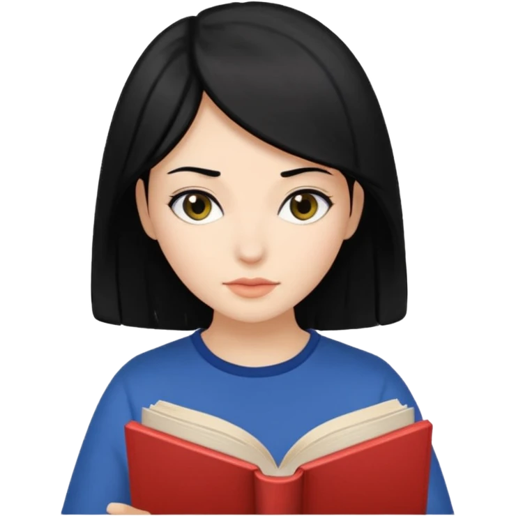 검정머리에 책읽고있는 여자. 해줘. 그리고 그 책으로 얼굴 반은 가린듯한 emoji