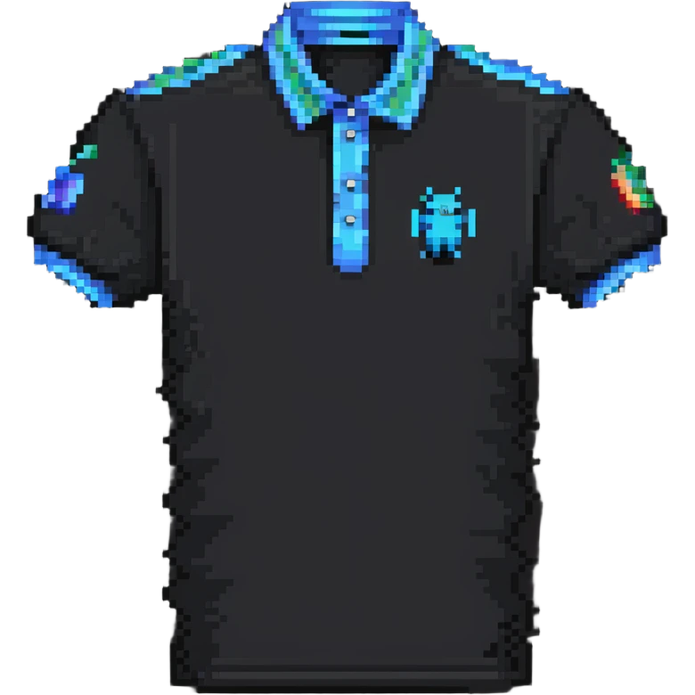 custom polo shirt with artificial intelligence design in pixel art style emoji