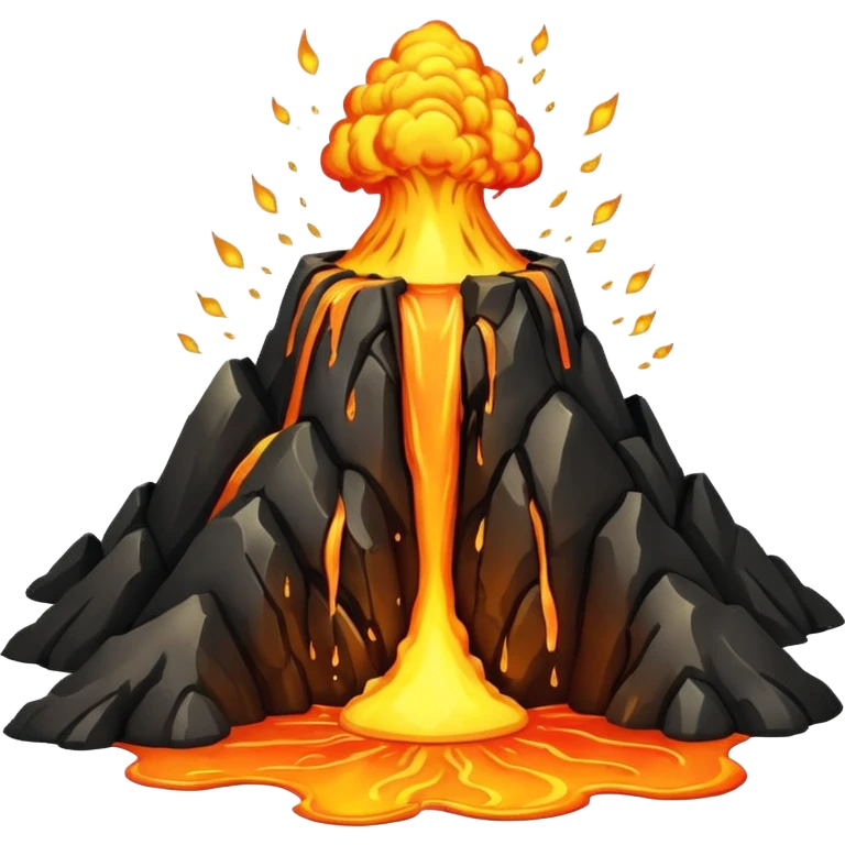 Volcano with gold lava emoji