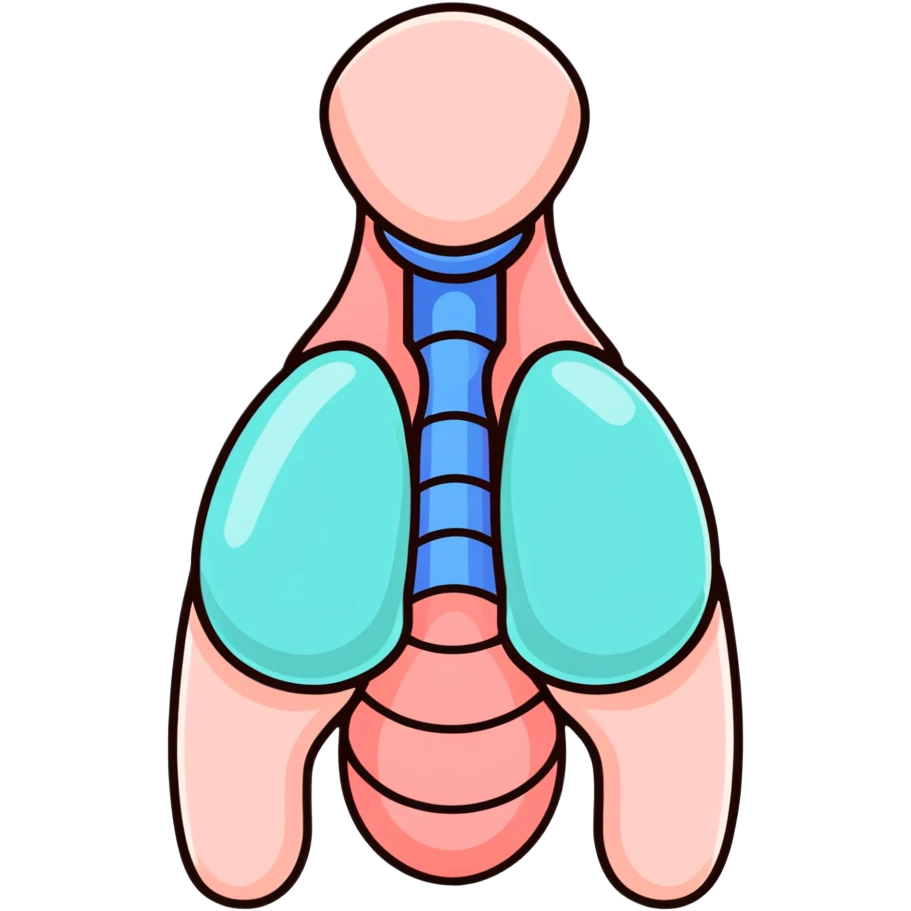 human thyroid gland in cartoonish and eye-catching sticker style emoji