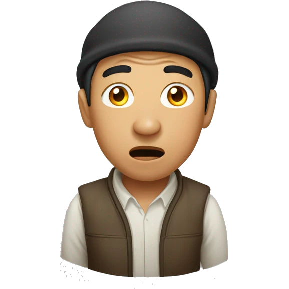 Kyrgyz man have a surprised emoji