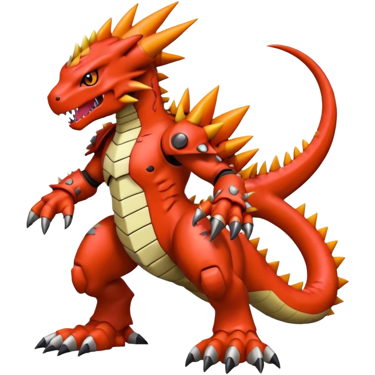 Cool edgy Guilmon-Agumon-Digimon, full body emoji