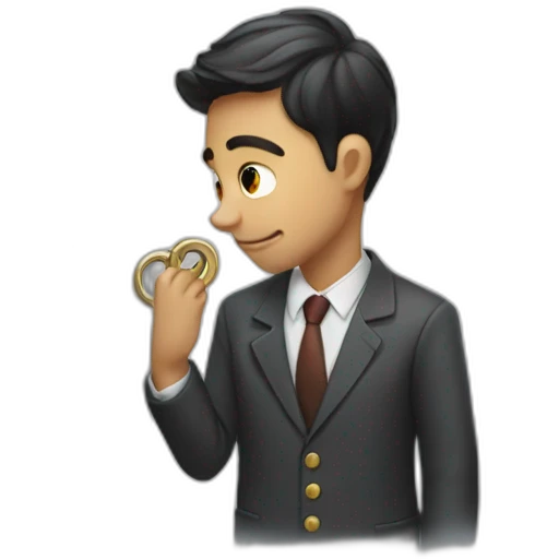 Classy young man struggling to get a key into a lock emoji