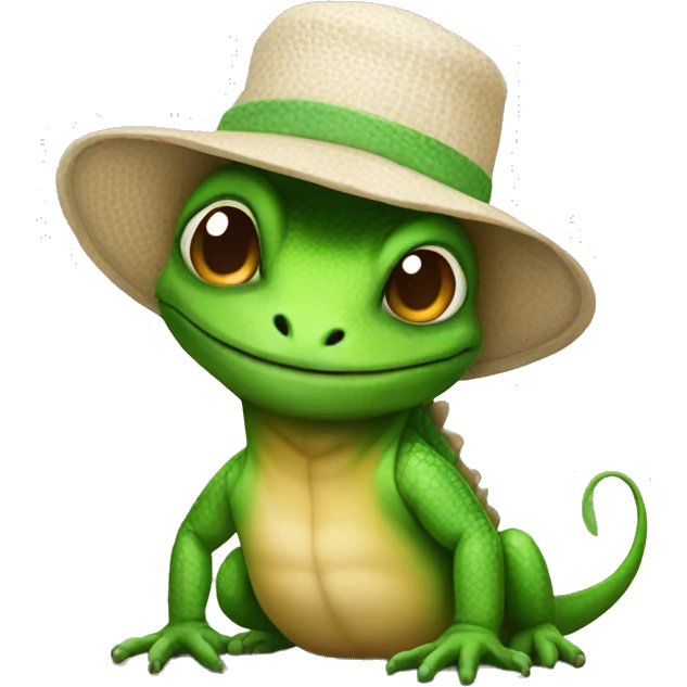 lizard wearing a baby hat emoji