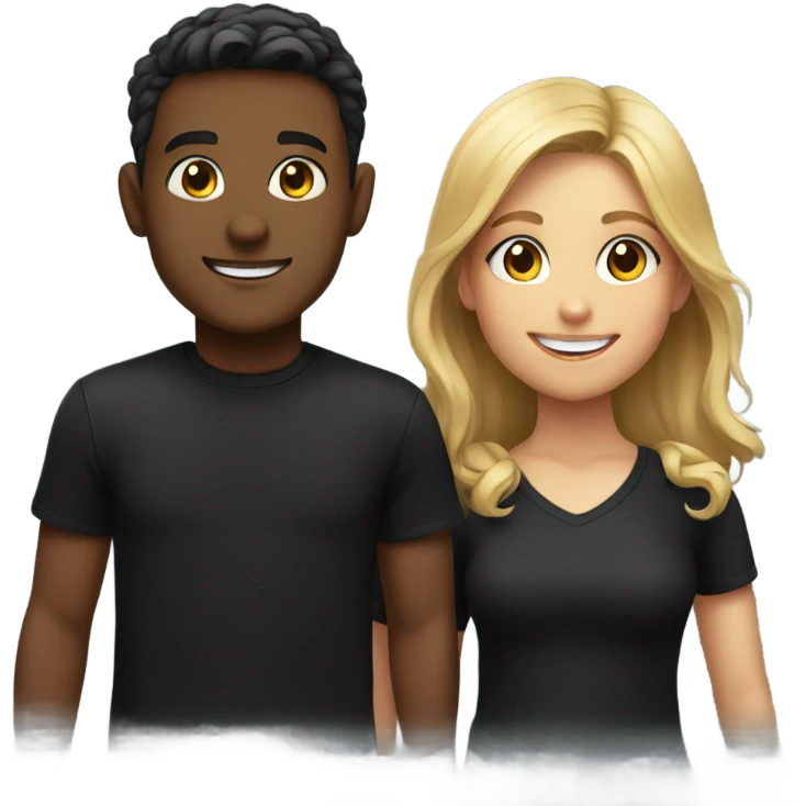 boy and girl in black shirts smiling emoji