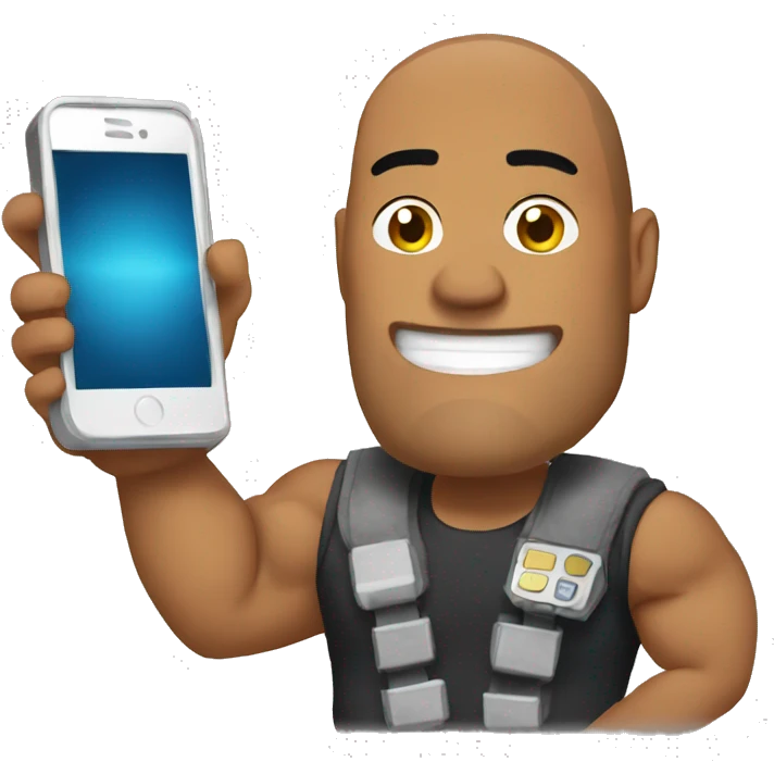 the rock holding a mobile phone emoji