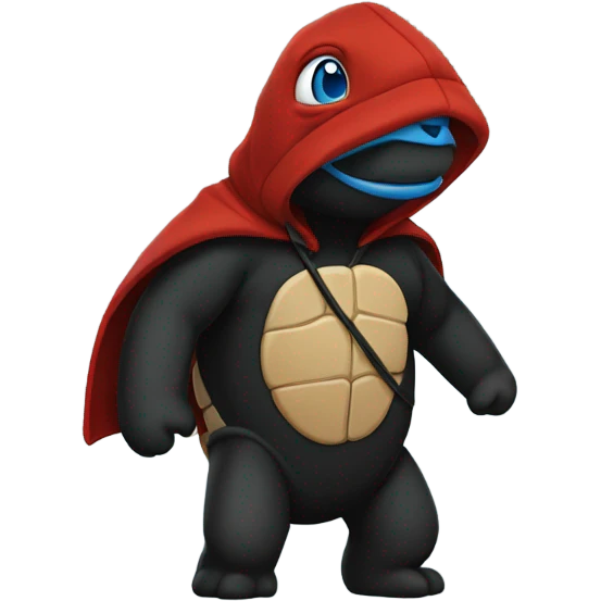 Red Turtle with blue eyes wearing black hooded sweatshirt  emoji