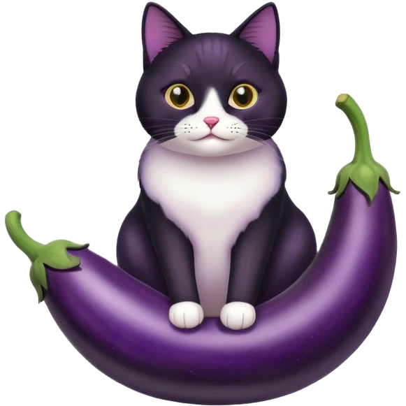 Cat on a egg plant  emoji
