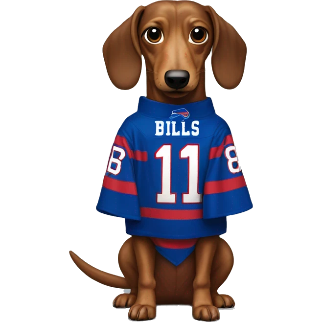 Wiener dog wearing a buffalo bills jersey  emoji