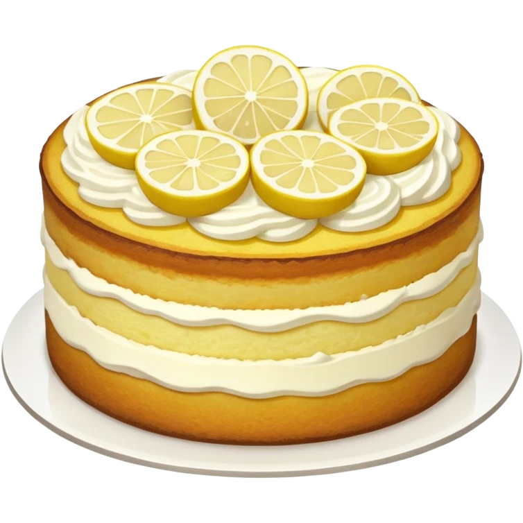 A lemon cake with a white cream filling, topped with two thin lemon slices. emoji