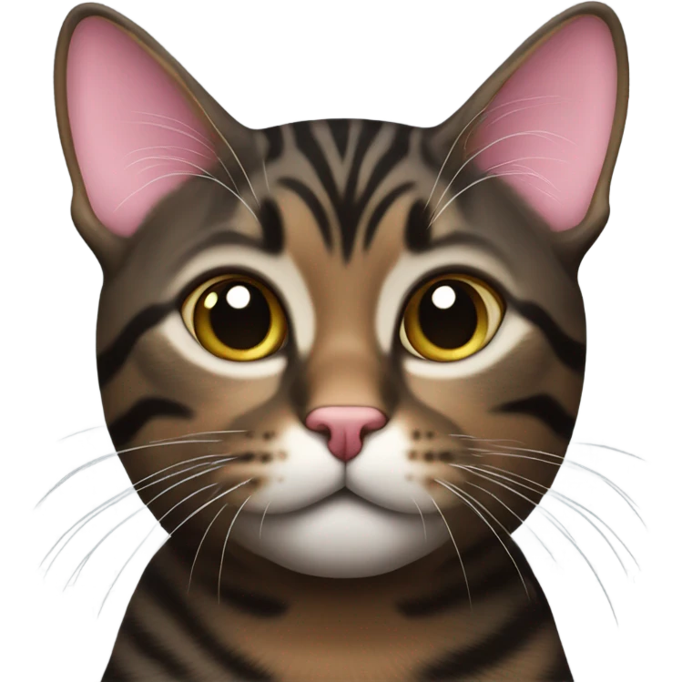 Black brown tabby cat with pink nose  emoji