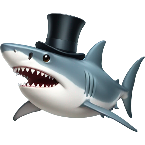 Shark with a top hat emoji