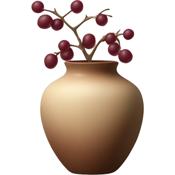 Beige and burgundy berries and twigs in a brown vase emoji
