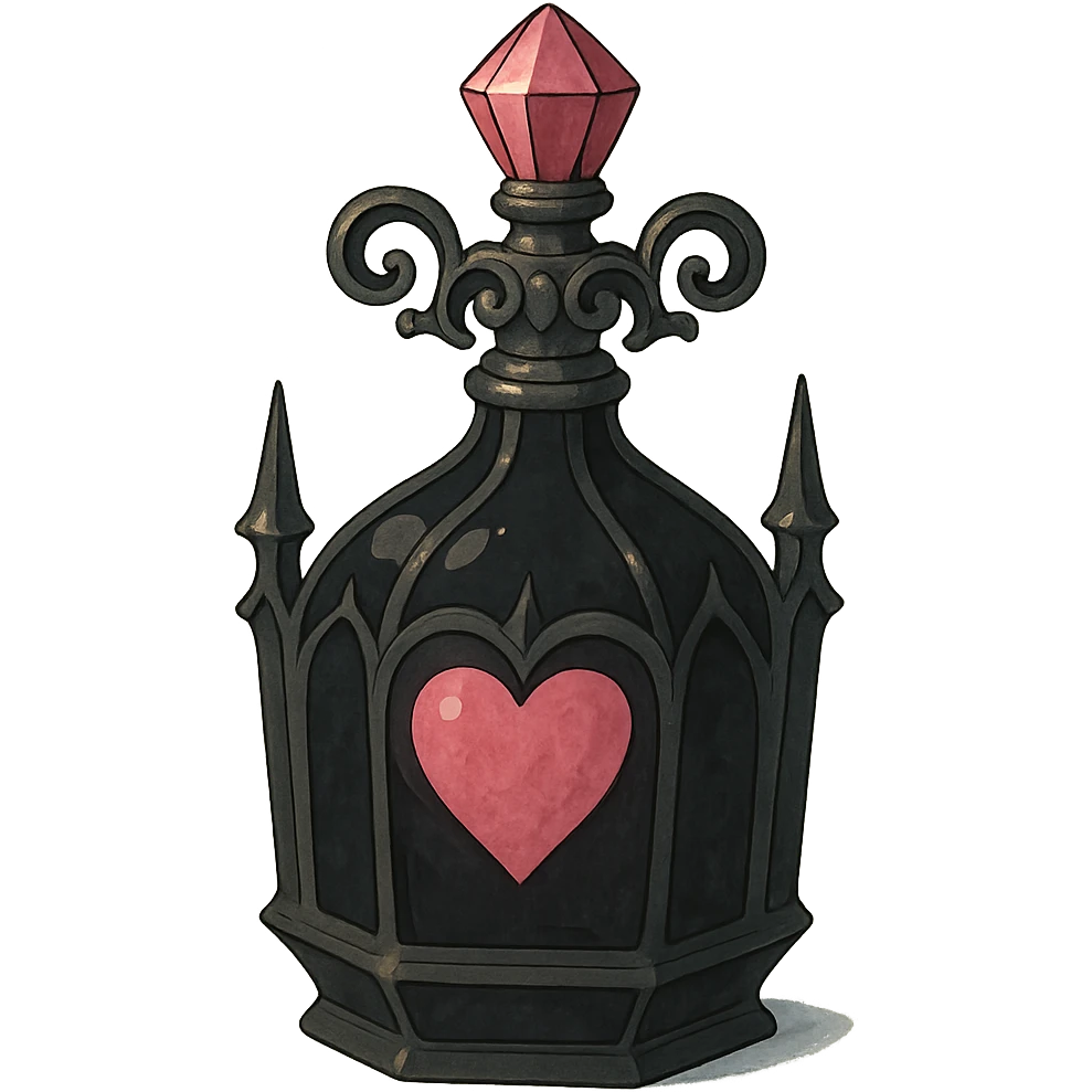 gothic perfume bottle, black and pink colors emoji