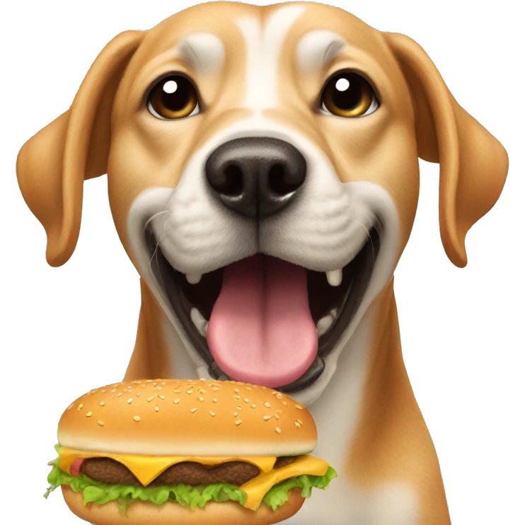 a dog eating a hamburger  emoji