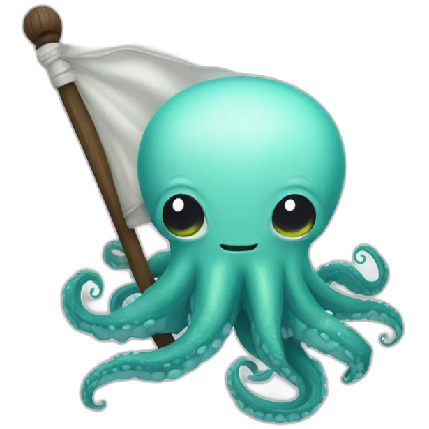 cute kraken hanging a white flag emoji