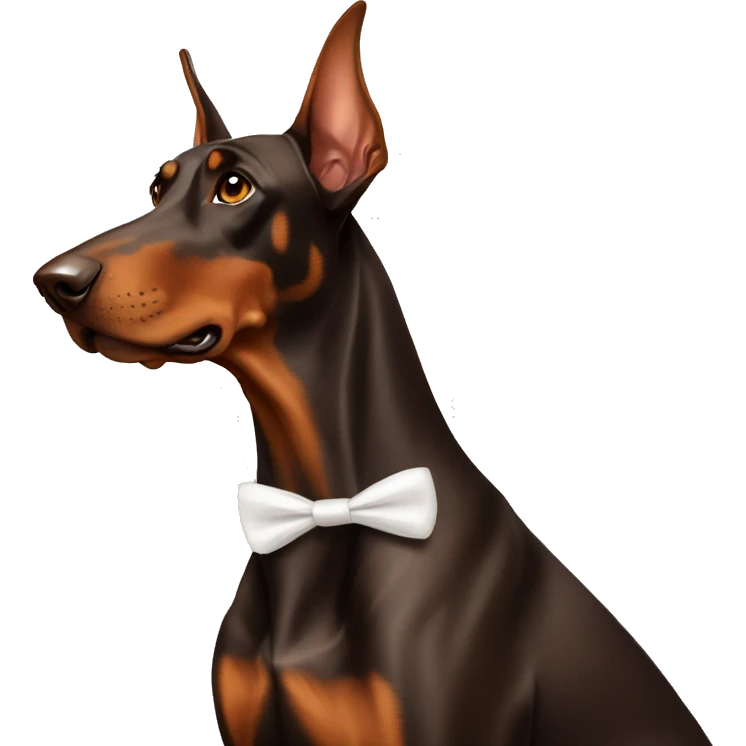 brown doberman with a white bow emoji