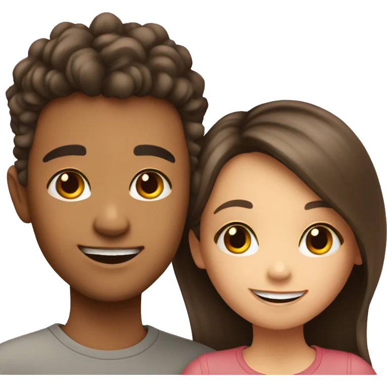 boy and girl smiling together selfie emoji