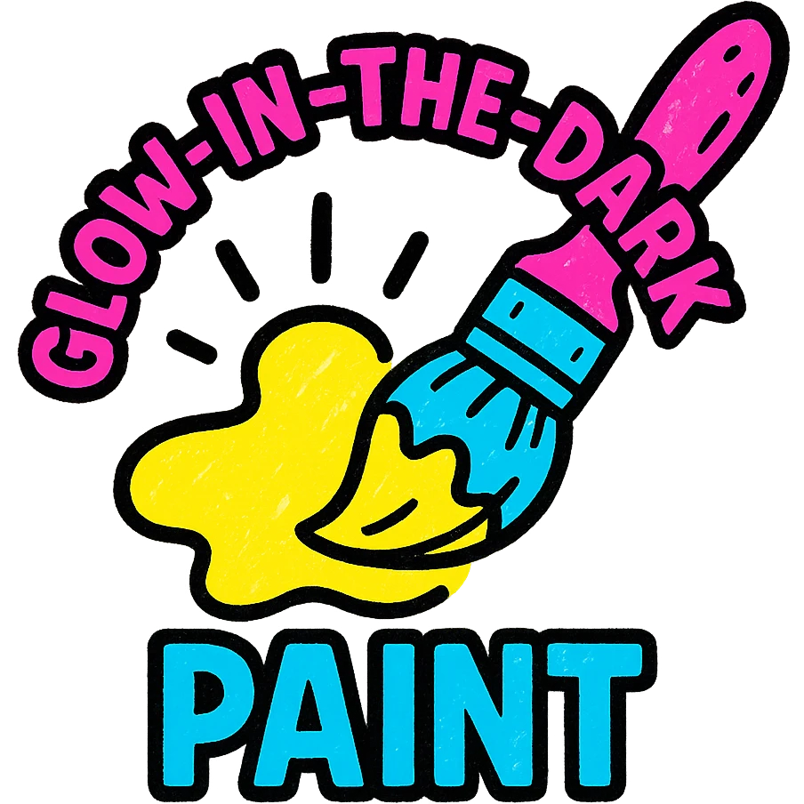 Glow-in-the-dark paint logo, glowing paintbrush emoji