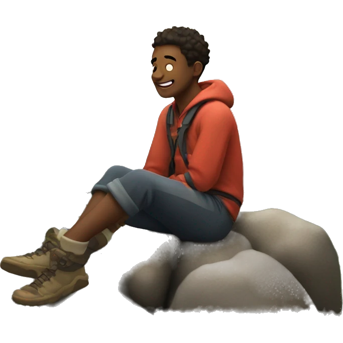 A 19 year boy relax in mountain  emoji
