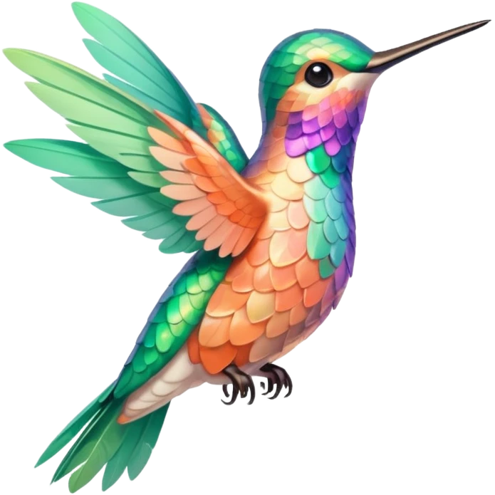 peach and mint humming bird, warm colours  emoji