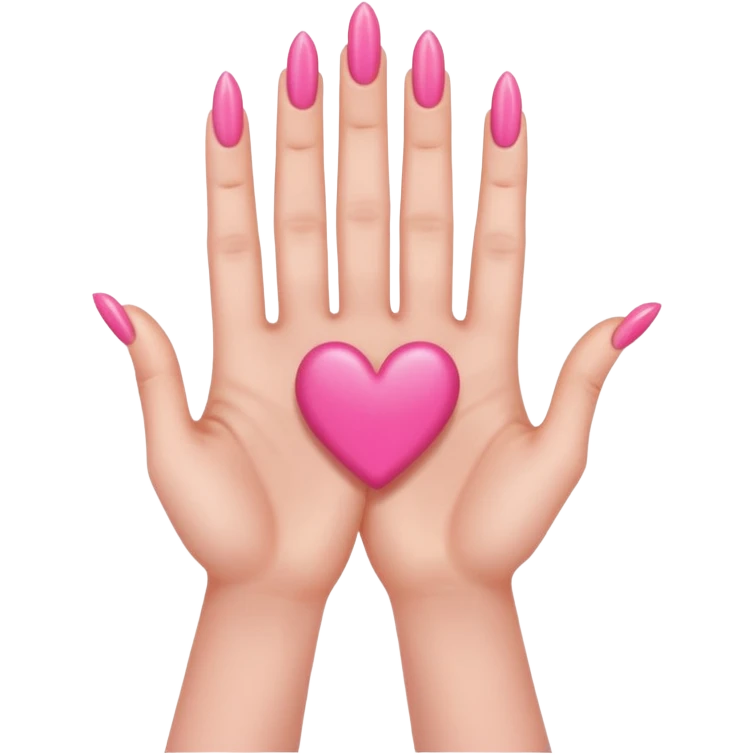 hands with long pink nails doing a hand heart emoji