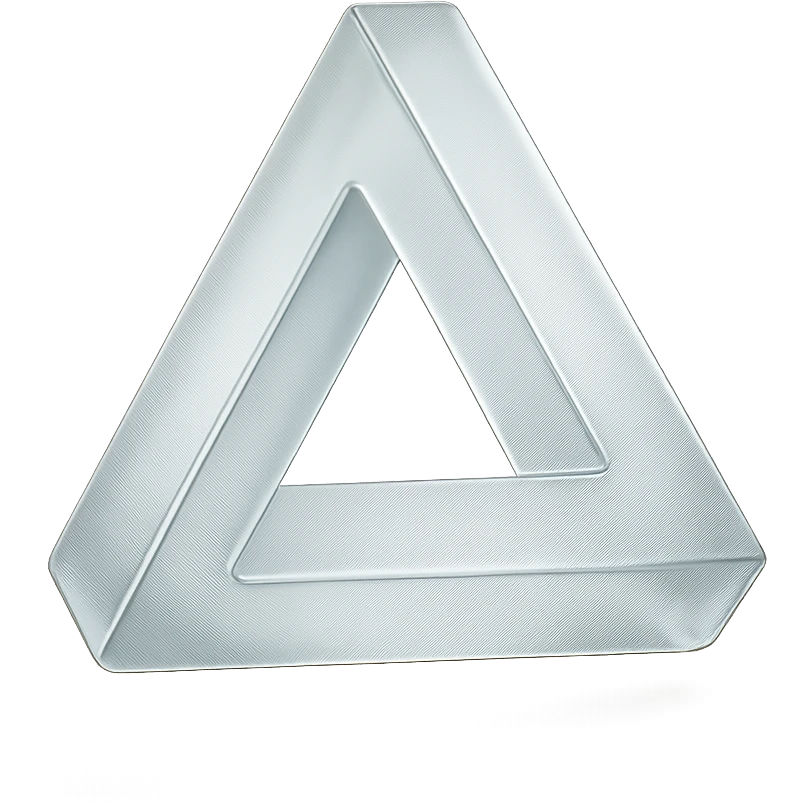 glass Penrose triangle, hyperrealistic, transparent, with light reflections emoji