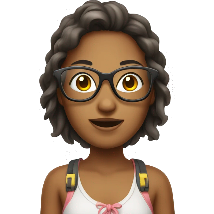 Girl tourist with glasses at the beach emoji