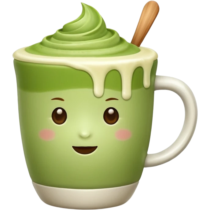 matcha latte in a cup without a spoon emoji