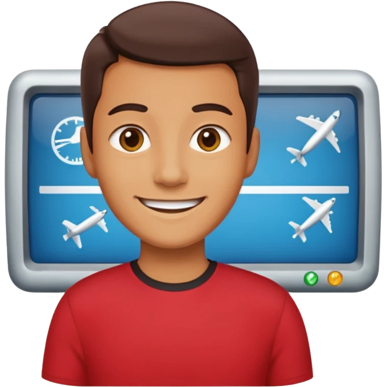 Tourist Character in Red Shirt Moving with purpose through the terminal. emoji