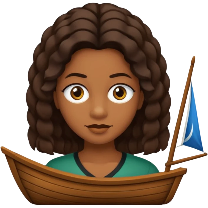 Crie um emoji que tenha o cabelo castanho médio, de cumprimento no peito, que tenha uma franja no tamanho da sobrancelha, com os olhos escuros e que use uma regata preta emoji