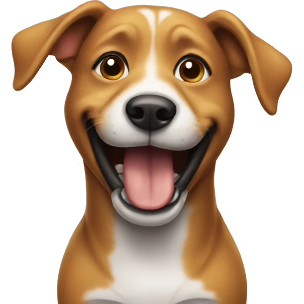 Dog smiling with a grill emoji